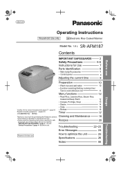 Panasonic SR-AFM187 Operating Instructions