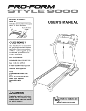 ProForm Style 9000 Treadmill Uk Manual