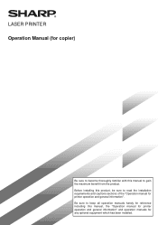 Sharp AR-M280 AR-M280 | AR-M350 | AR-M450 Operation Manual (for copier)