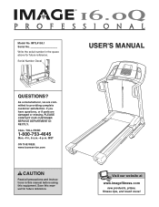 Image Fitness 16.0q Treadmill English Manual