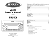 Jensen VR187 Owners Manual