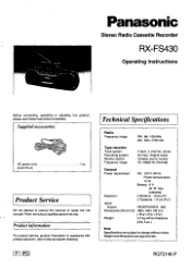 Panasonic RXFS430 RXFS430 User Guide