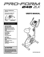 ProForm 245 Zlx Bike Uk Manual