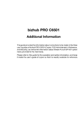 Konica Minolta bizhub PRO C6501/C6501P bizhub PRO C6501 User Manual Additional Information