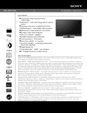 Sony KDL-40VL160 Marketing Specifications