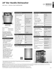 Bosch SHXM78Z55N Product Spec Sheet