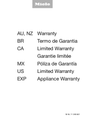 Miele CS 1012-2 G Warranty conditions