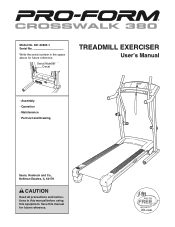 ProForm Crosswalk 380 Treadmill English Manual