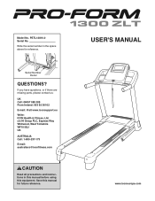 ProForm 1300 Zlt Treadmill Uk Manual
