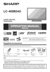 Sharp LC46SB54U Operation Manual