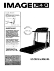 Image Fitness 10.4q Treadmill English Manual