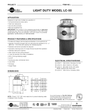 InSinkErator Model LC-50 Specifications