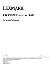 Lexmark X954 PRESCRIBE Emulation Technical Reference Guide