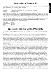 Epson PowerLite Home Cinema 3500 Warranty Statement