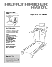 HealthRider H130t Treadmill English Manual