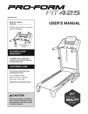 ProForm Fit 425 Treadmill English Manual