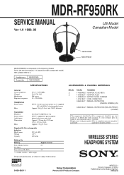 Sony MDR-RF950RK Operating Instructions