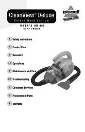 Bissell CleanView Deluxe Corded Hand Vacuum User Guide - English