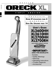 Oreck XL 2600HH Owners Guide