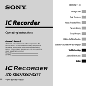 Sony ICD-SX77 Operating Instructions