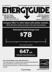 Whirlpool WRS586FLDM Energy Guide