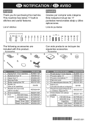 Brother International PS100 Notification about built-in utility stitches features and included accessories