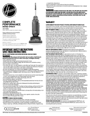 Hoover Complete Performance Advanced Upright Vacuum Product Manual English