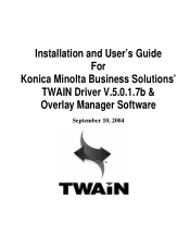 Konica Minolta MS7000 MK II Twain Driver and Overlay Manager Software Installation and User Guide