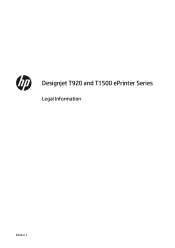 HP Designjet T1500 HP Designjet T920 and T1500 ePrinter series - Legal Information