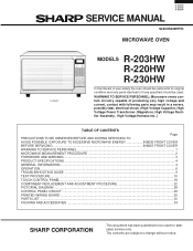 Sharp R-230HW Service Manual