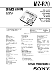 Sony MZ-R70 Service Manual
