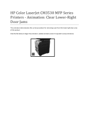 HP CM3530 HP Color LaserJet CM3530 MFP Series Printers - Animation: Clear Right Door Jams