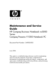 HP Presario V1000 HP Compaq nx5000 Notebook PC - Maintenance and Service Guide