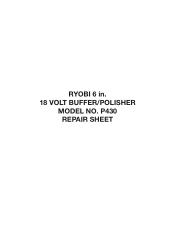 Ryobi P430 Repair Sheet