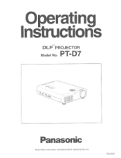 Panasonic PTD7 PTD7 User Guide
