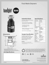InSinkErator Badger 500 Specifications