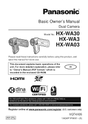 Panasonic HX-WA03W HX-WA03W Owner's Manual (English)