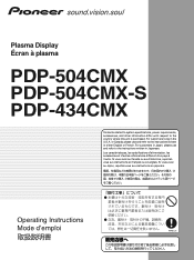 Pioneer PDP-434CMX Operating Instructions