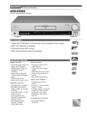 Sony AVD-S50ES Marketing Specifications