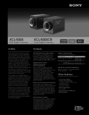 Sony XCL5005CR Specification Sheet (XCL-5005 / 5005CR Spec Sheet)