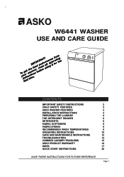 Asko W6441 User manual Use & Care Guide EN