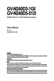 Gigabyte GV-N240D5-512I Manual