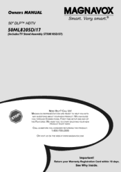 Magnavox 50ML8205D User manual,  English (US)