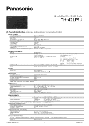 Panasonic TH-42LF5U Spec Sheet