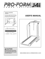ProForm J4i Treadmill English Manual