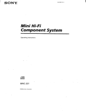Sony MHC-331 Primary User Manual