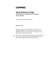 Compaq T1000 Quick Reference Guide for Microsoft Windows NTe-based Thin Clients