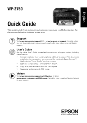 Epson WorkForce WF-2750 Quick Guide and Warranty