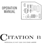 Harman Kardon CITATION B Owners Manual