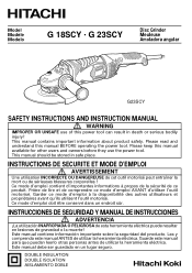 Hitachi G18SCY Instruction Manual